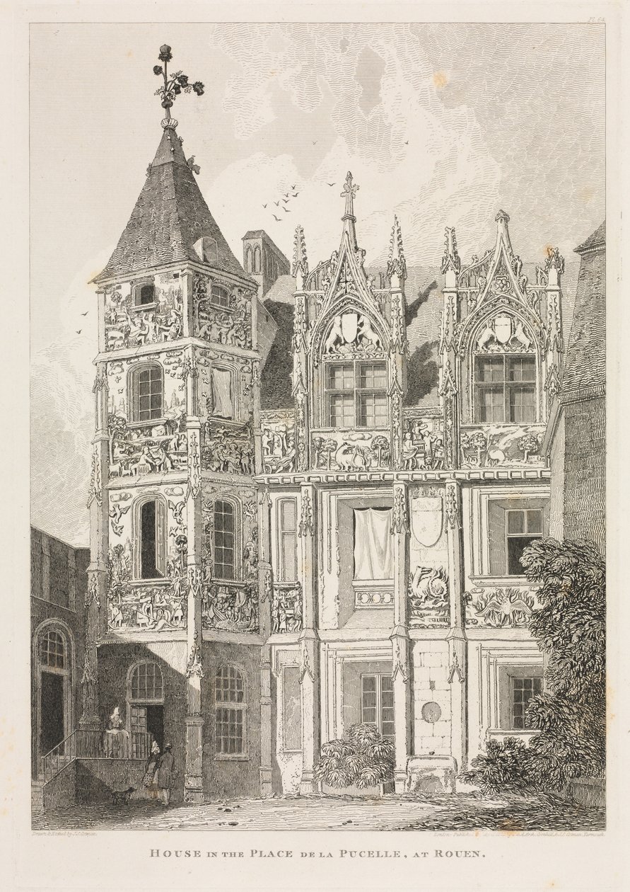 Architectural Antiquities of Normandy Vol. II, Pl. 64: House in the Place de la Pucelle, at Rouen by John Sell Cotman