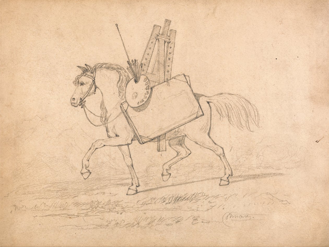 Horse Loaded with Artist’s Paraphernalia by John Sell Cotman