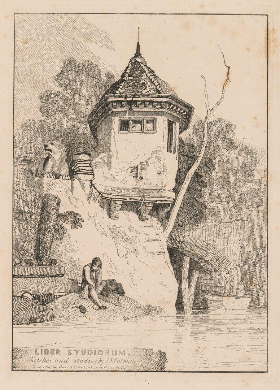 Liber Studiorum, Frontispiece, View of a Garden House on the Banks of the River Yare by John Sell Cotman