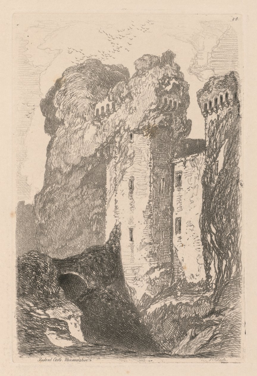 Liber Studiorum: Plate 24, Ragland Castle, Monmouthshire by John Sell Cotman