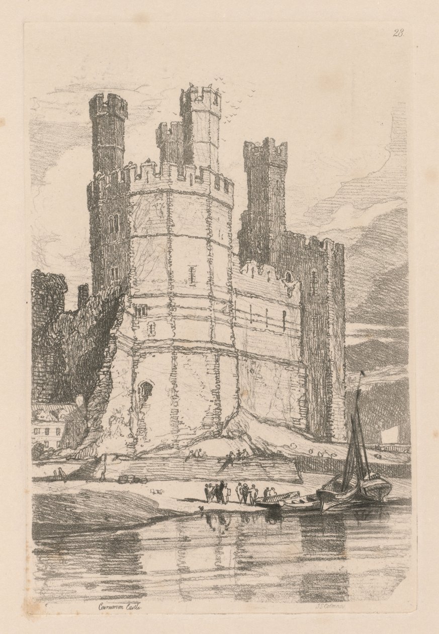 Liber Studiorum: Plate 28, Caernarvon Castle, N. Wales, 1838 by John Sell Cotman