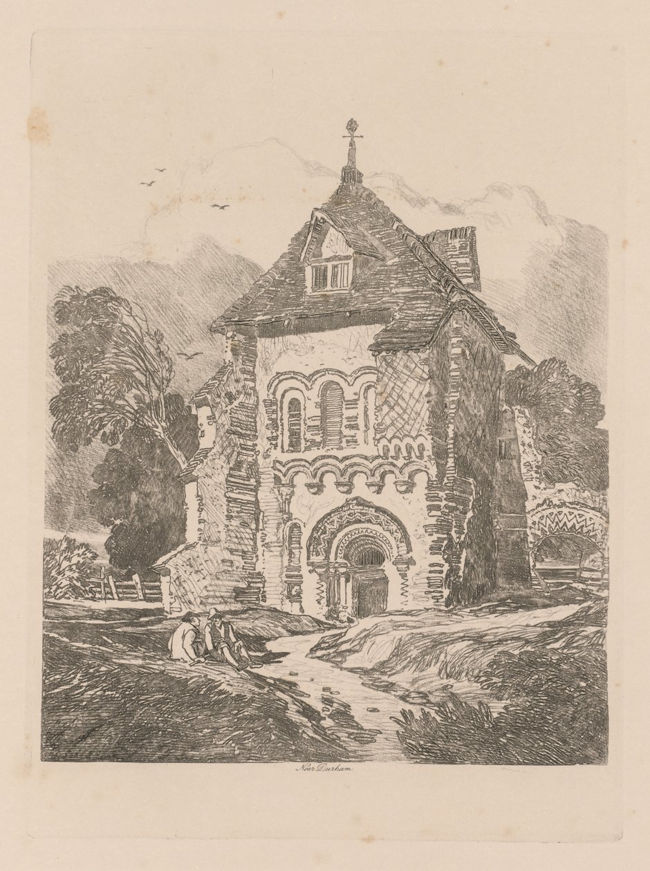 Liber Studiorum: Plate 36, Church near Durham by John Sell Cotman