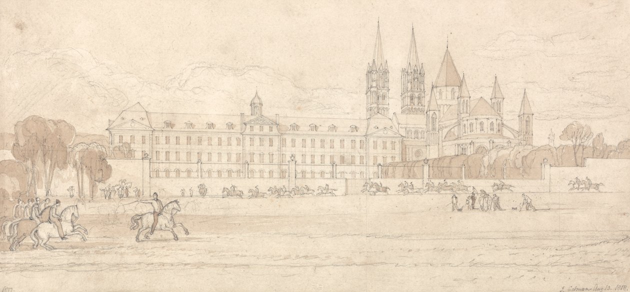 Military School and Abbey Church of St Stephen at Caen by John Sell Cotman