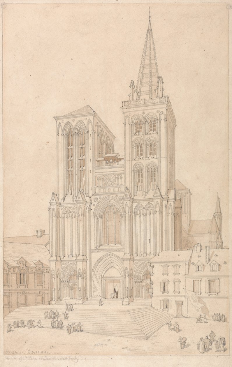 St. Peter at Lisieux, Normandy: West Front by John Sell Cotman
