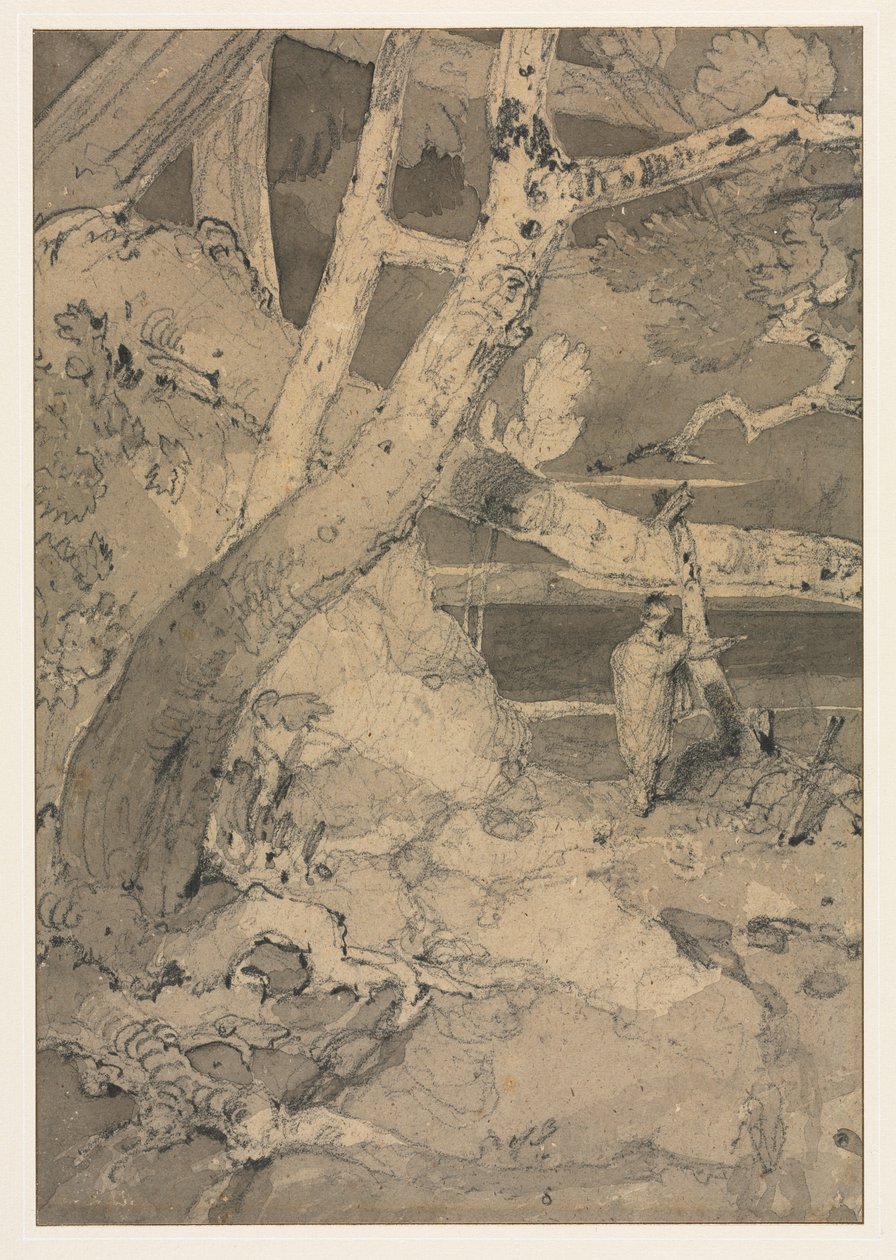 Traveler in a Woodland Landscape by John Sell Cotman