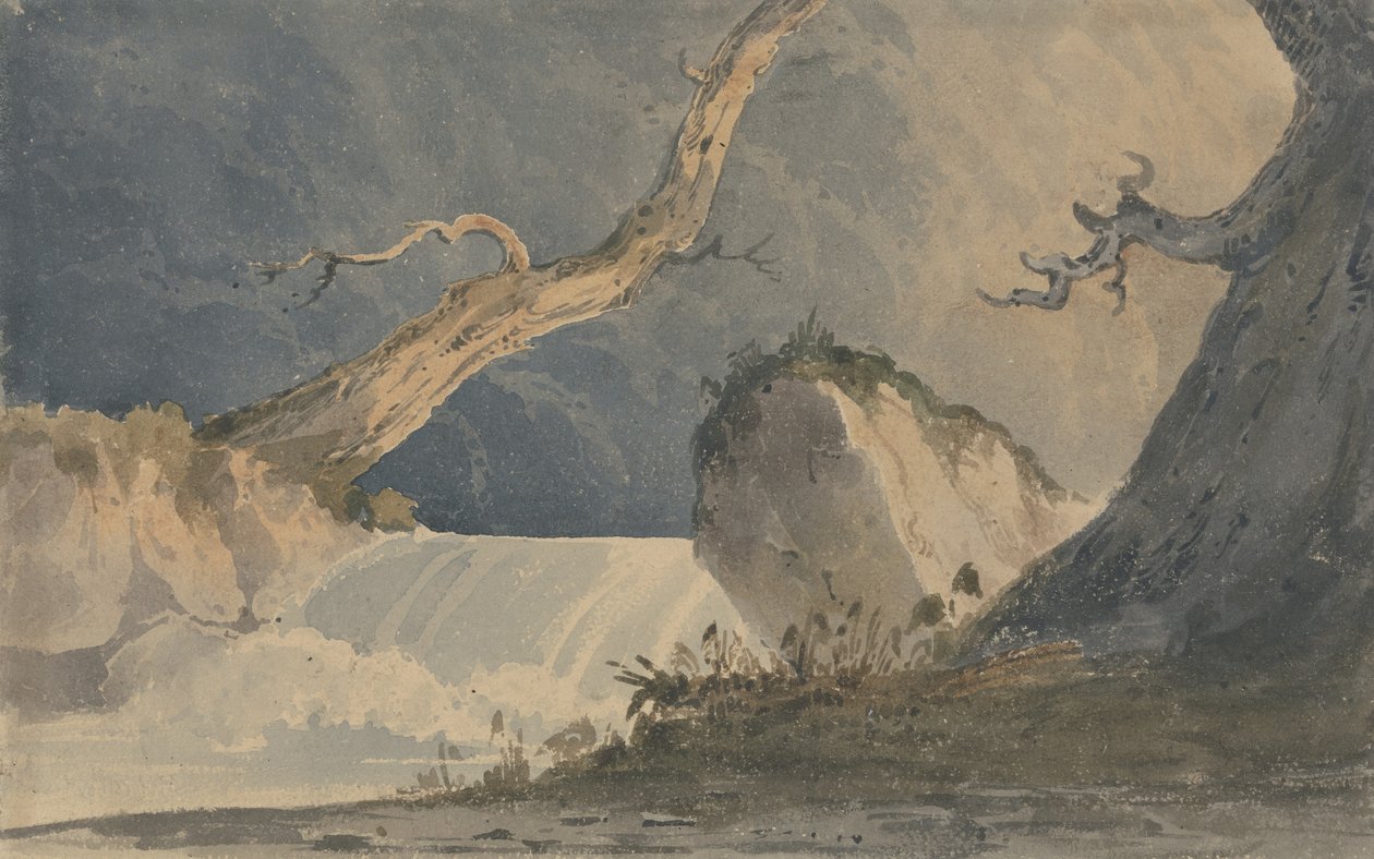 Waterfall in a Desolate Landscape by John Sell Cotman