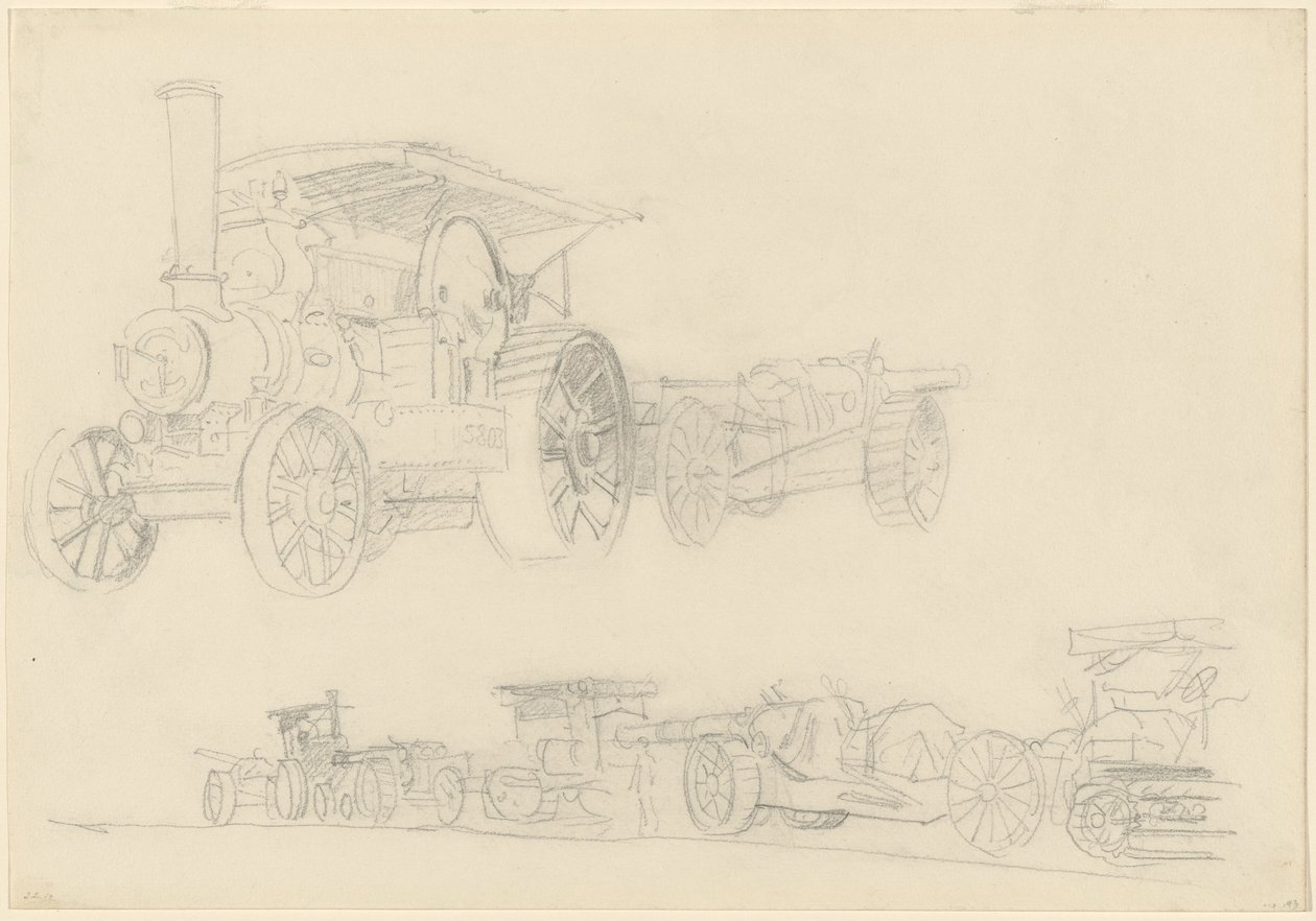 Gun Carriages, France, 1918 by John Singer Sargent