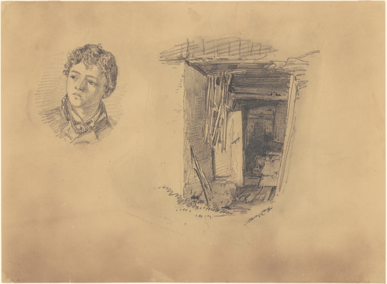 Head of a Boy; and the Entrance to a Shack by John Singer Sargent