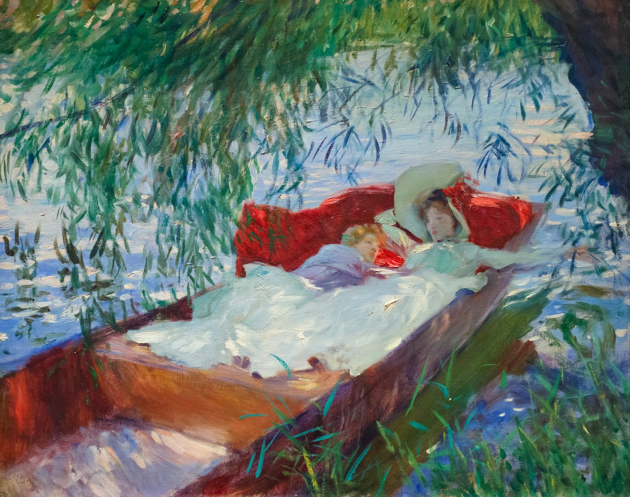 Lady and Child Asleep in a Punt Under the Willow by John Singer Sargent