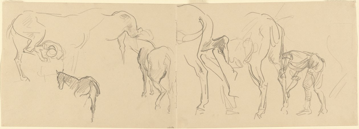 Studies for "Shoeing Cavalry Horses at the Front" by John Singer Sargent