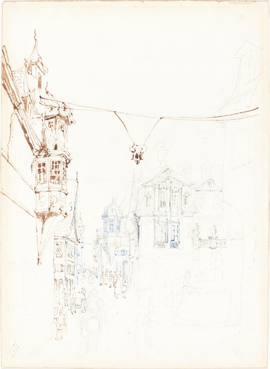 Continental Street Scene by John Skinner Prout