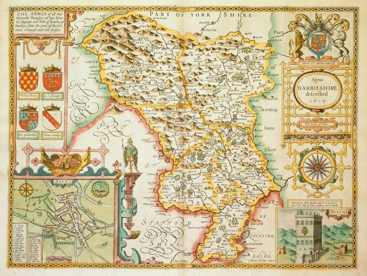 A map of the county of Derbyshire, from 