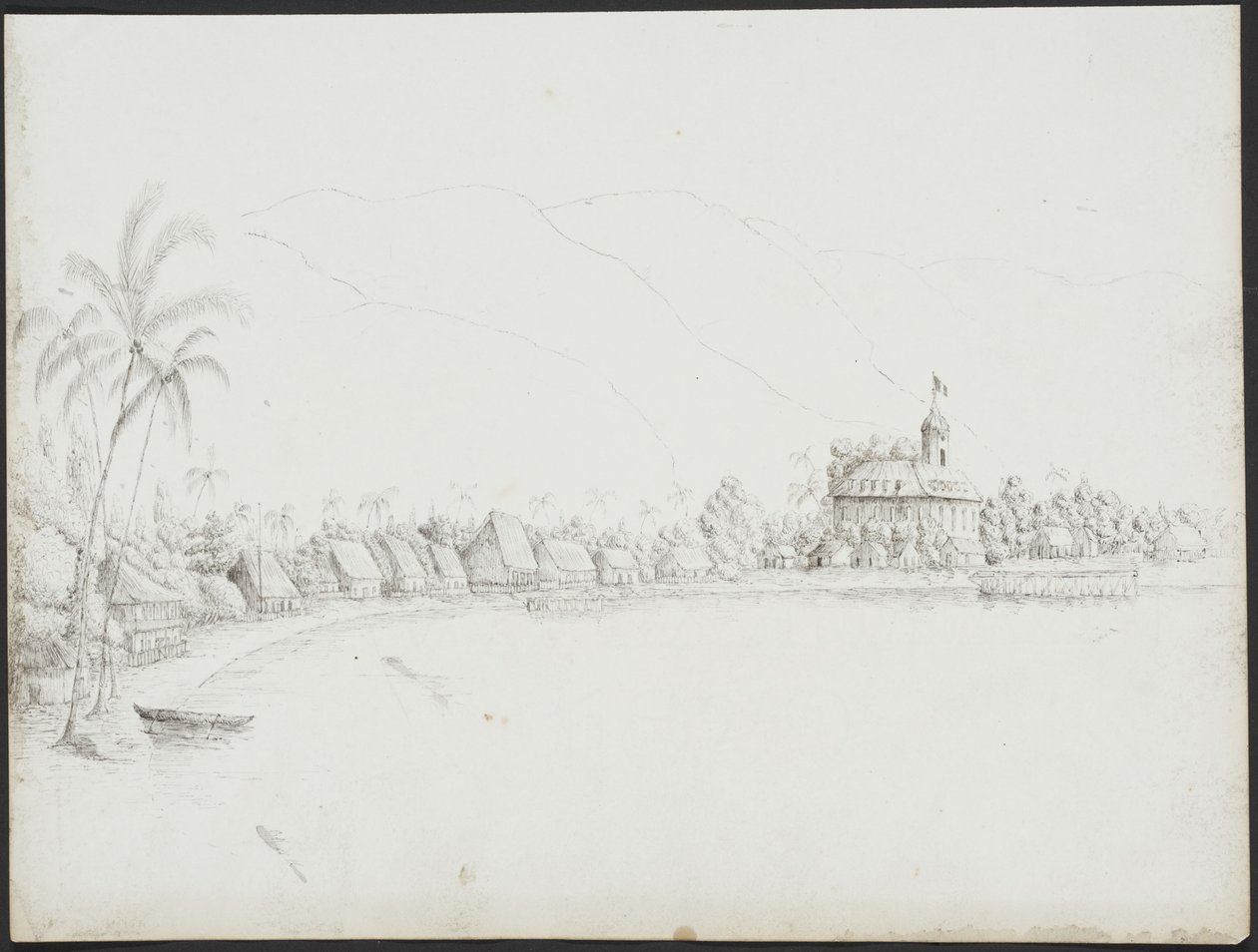View of Papeete from the Harbour, November 1845 by John Speer