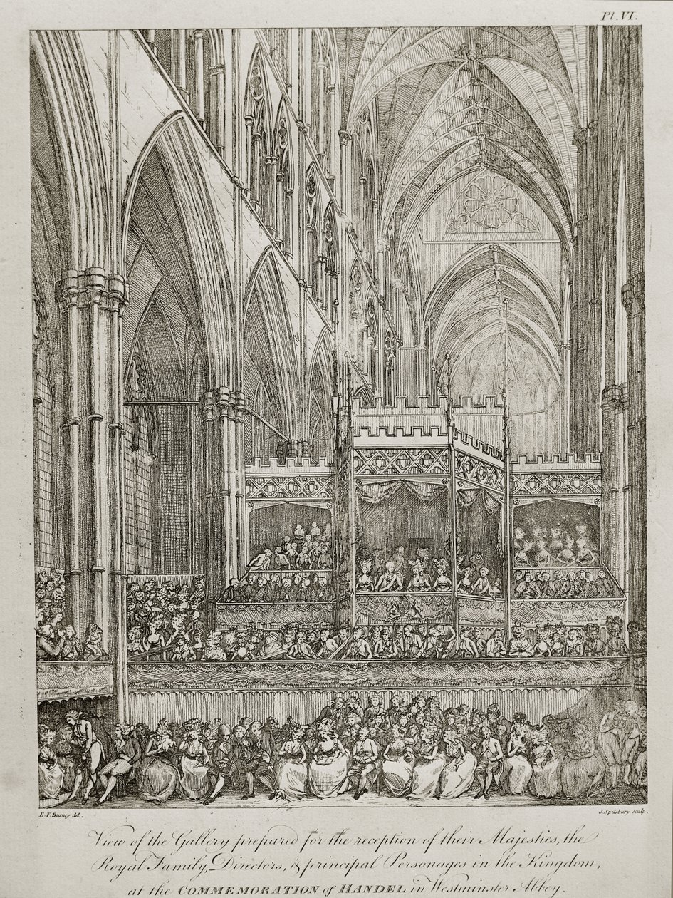 Concert to commemorate the 25th anniversary of the death of George Frederick Handel (1685-1759) - View of the Gallery prepared for the reception of their Majesties the Royal Family by John Spilsbury