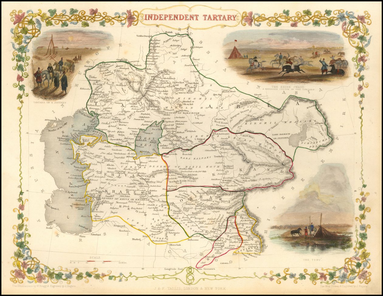 1851 Map of Independent Tartary by John Tallis