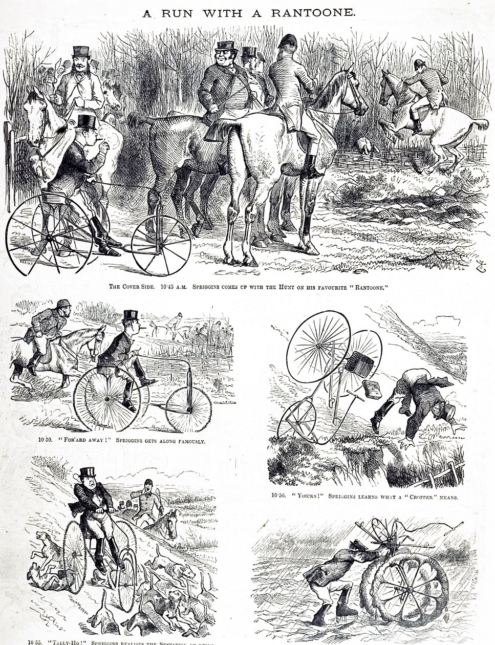 A man hunting on a tricycle by John Tenniel