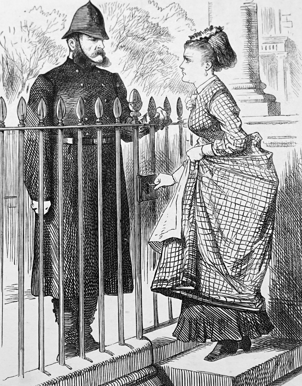 A Policeman Speaking with a Young Woman by John Tenniel