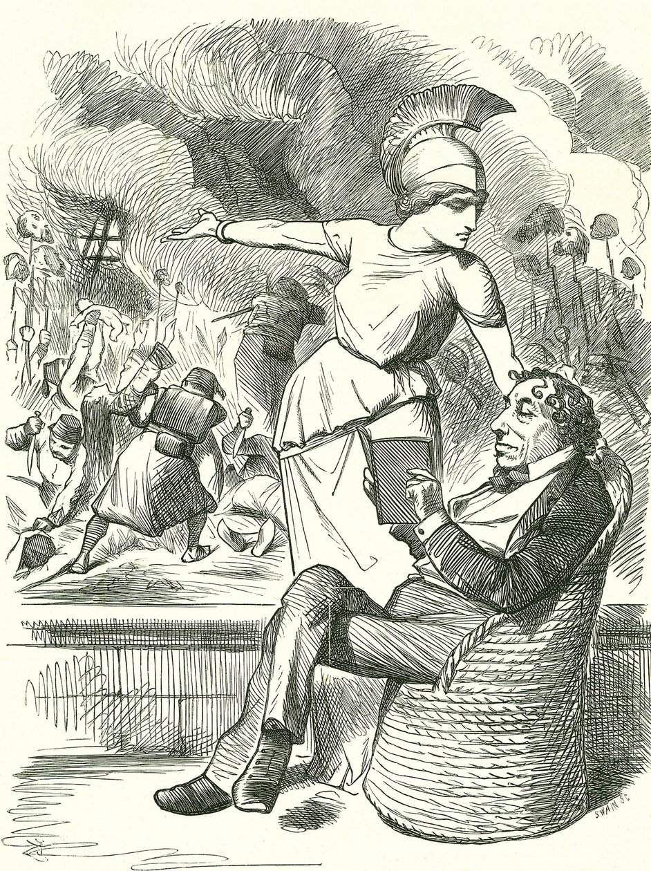 Neutrality Under Difficulties: Benjamin Disraeli Refusing to Take Action Over the Russo-Turkish War. John Tenniel Cartoon from Punch by John Tenniel