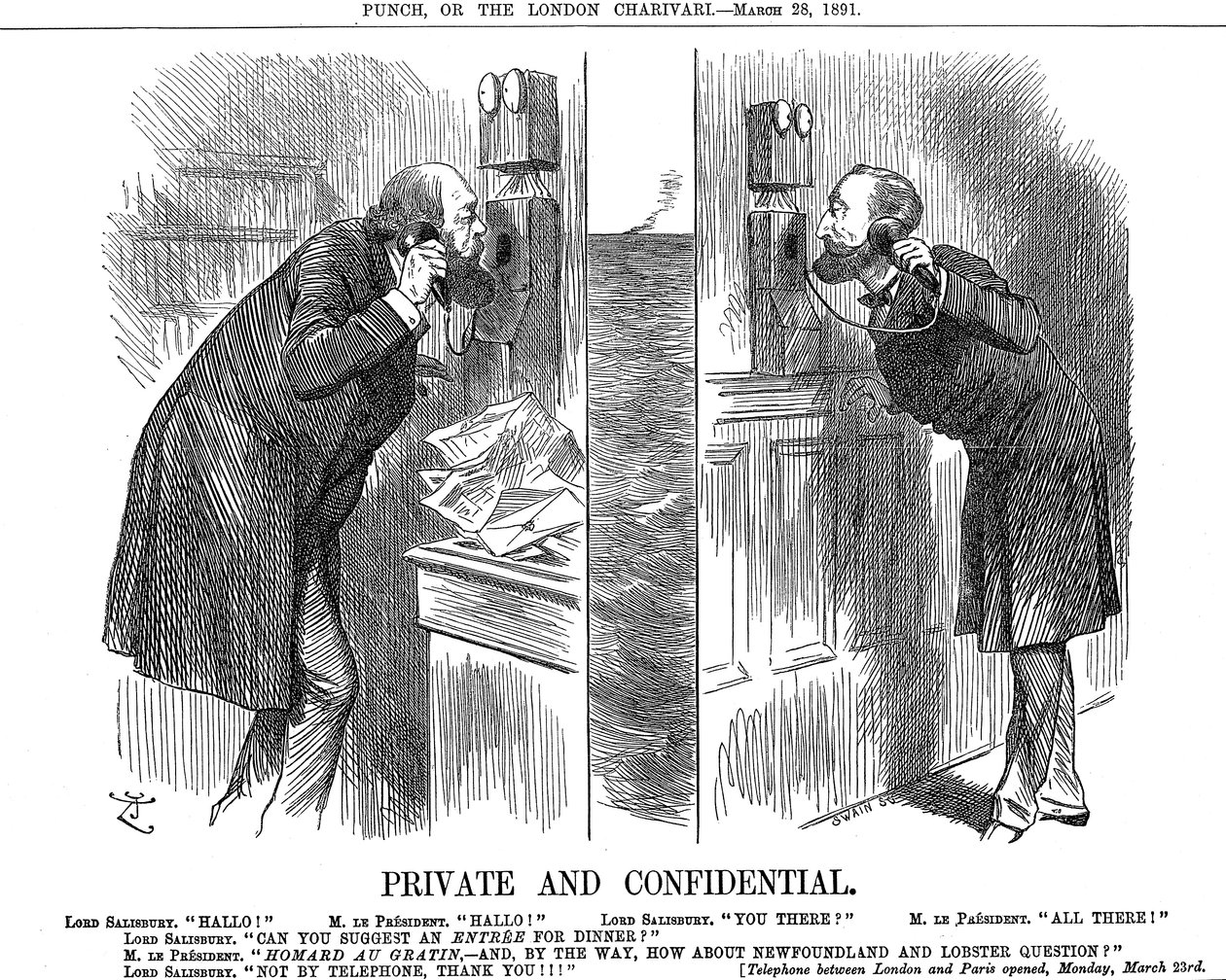 Private and Confidential, Opening of the Anglo-French Telephone Line, 1891 by John Tenniel