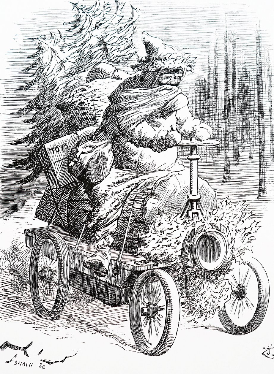 Santa racing through the snow by John Tenniel