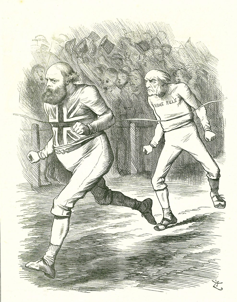 The Finish: General Election 1886. John Tenniel cartoon from Punch, London by John Tenniel