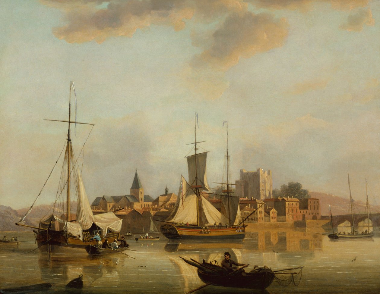 A View of Rochester with Shipping by John Thomas Serres