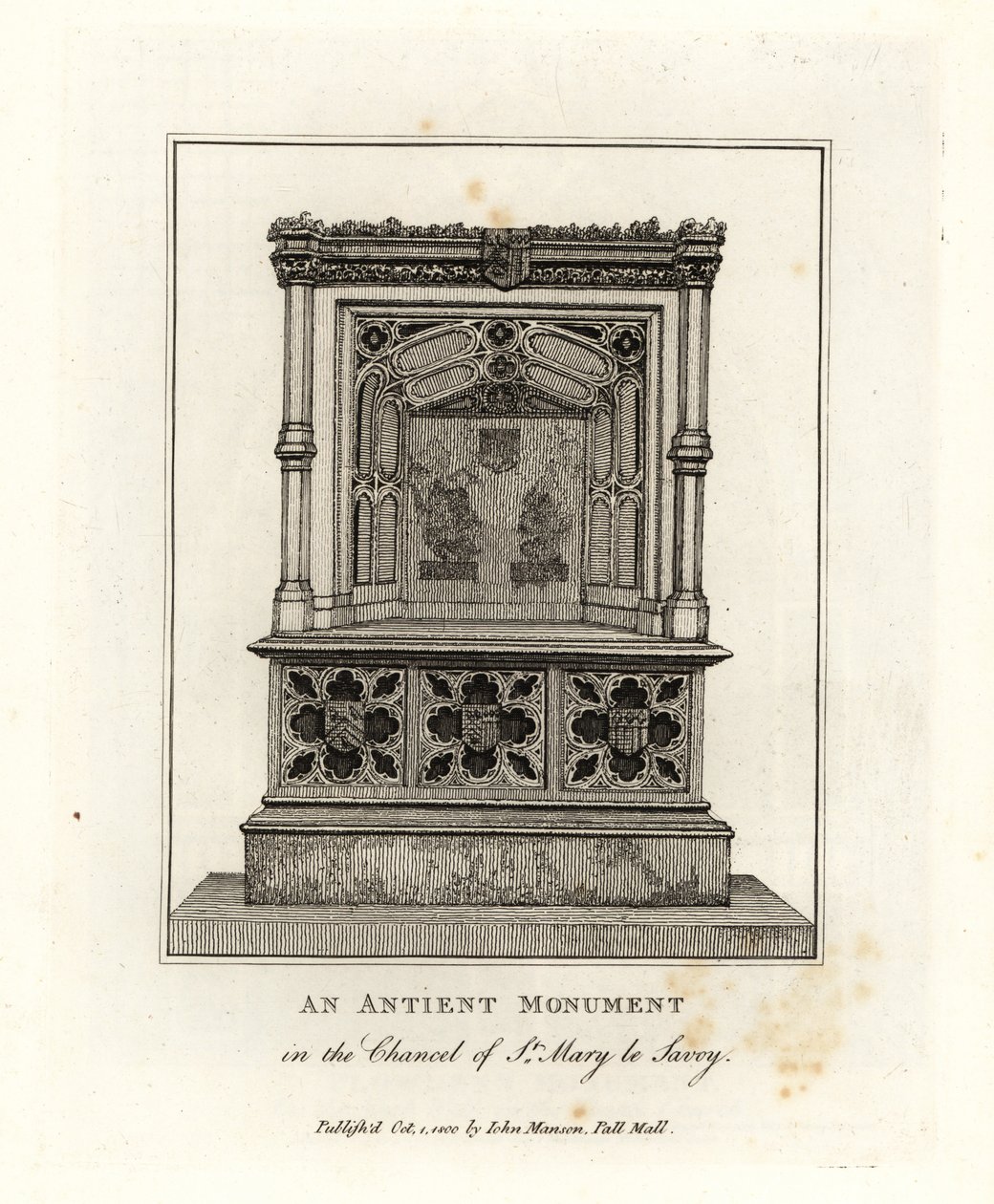 Ancient Monument in the Chancel of St Mary le Savoy by John Thomas Smith