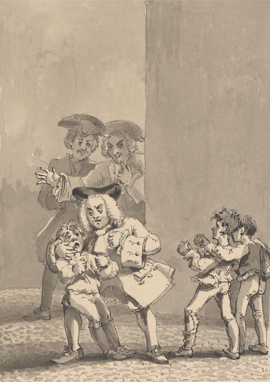 Hogarth Having Been Followed by Barry and a Friend was Caught Backing a Boy to Fight Purposely to Catch His Fearful Countenance by John Thomas Smith