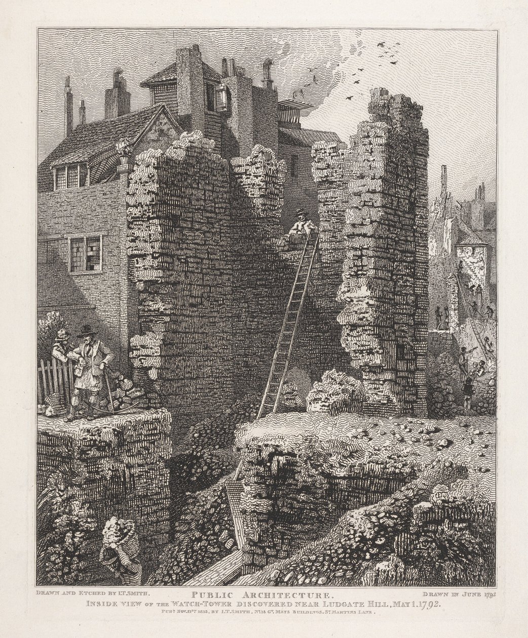 Inside View of the Watch Tower Discovered near Ludgate Hill, May 1, 1792 by John Thomas Smith