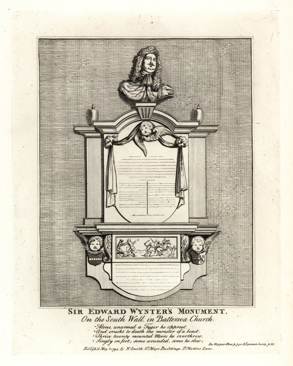 Monument of Sir Edward Wynter, died 1685, on the south wall of St Mary
