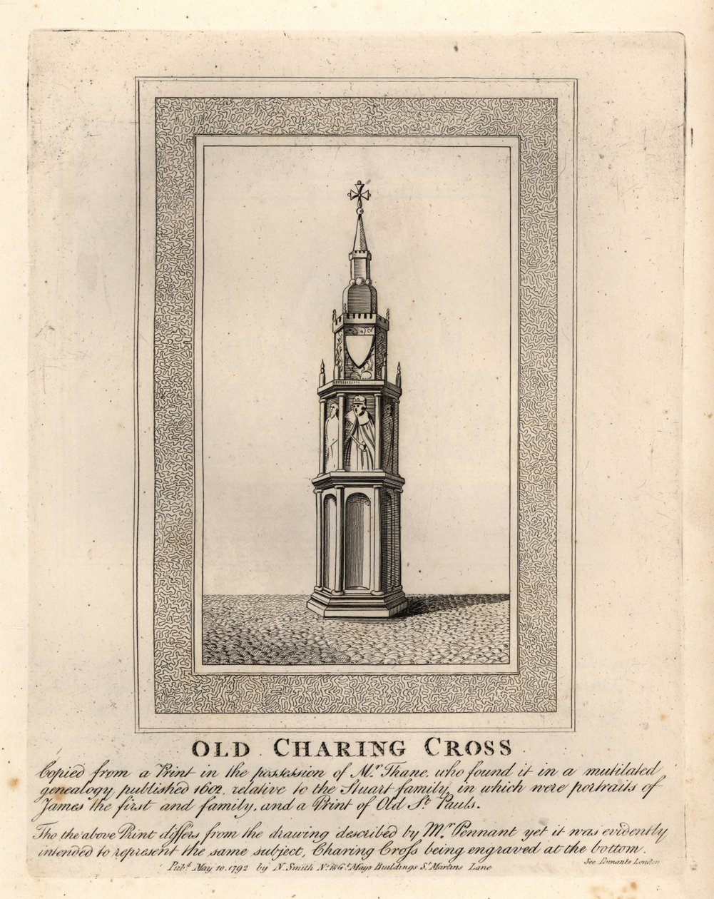 Old Charing Cross, One of 12 Medieval Eleanor Crosses, Erected in the 1290s Until Its Removal in 1647 by John Thomas Smith