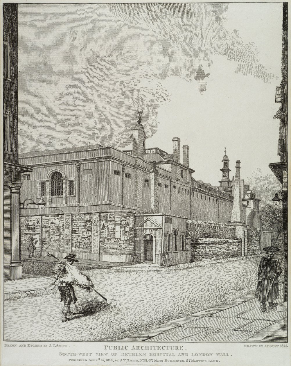 South West View of Bethlem Hospital and London Wall by John Thomas Smith