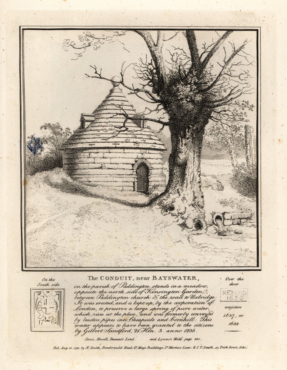 The conduit near Bayswater, Paddington, built to preserve a large spring of pure water by John Thomas Smith