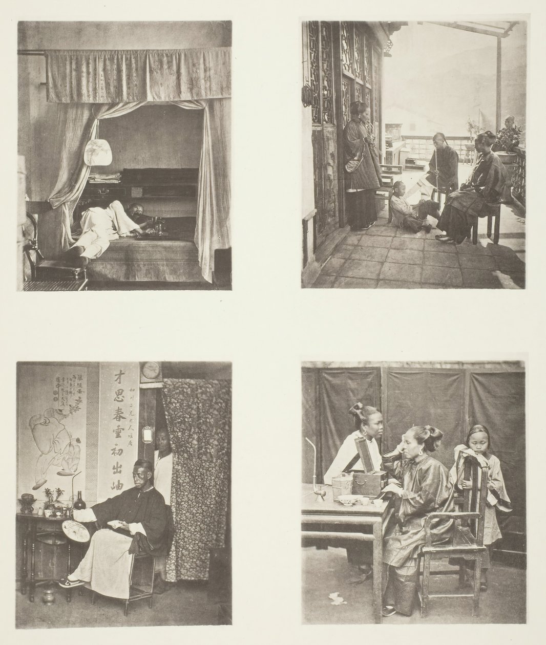 A Whiff of the Opium Pipe at Home, After Dinner, Reading for Honours, The Toilet, c. 1868 by John Thomson