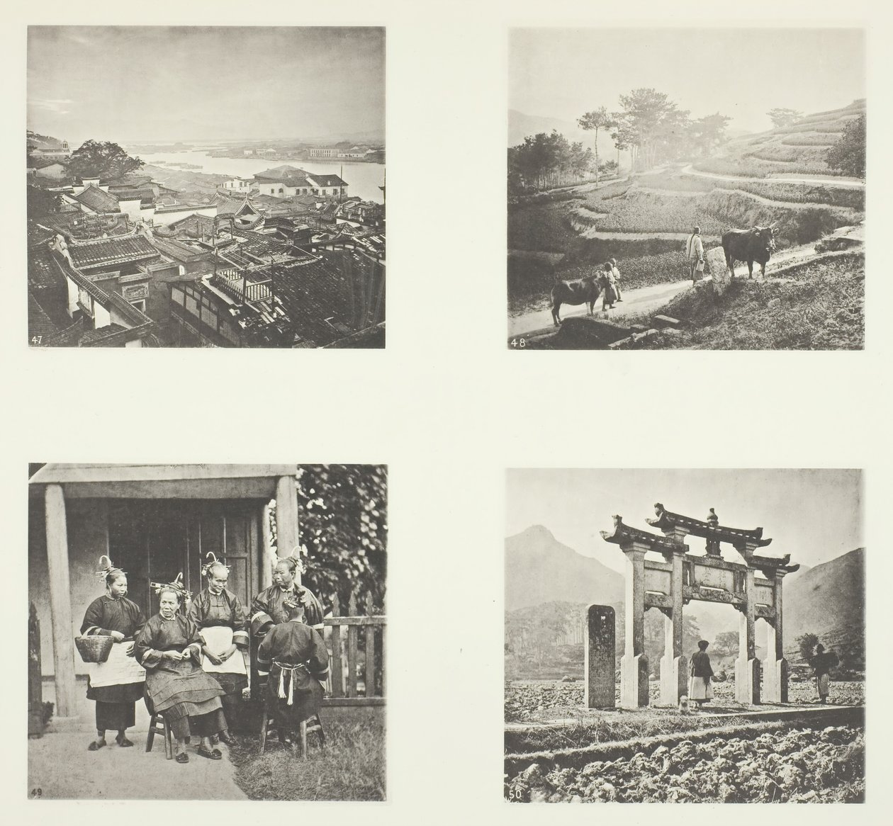 Part of Foochow Foreign Settlement, Terracing Hills, Foochow Field Women, A Memorial Arch, c. 1868 by John Thomson