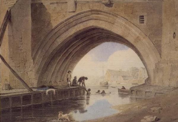 Children Swimming Under Ouse Bridge in York by John Varley