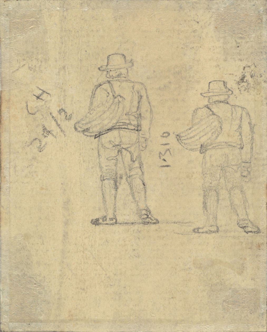 Two Studies of a Figure Holding a Basket by John Varley