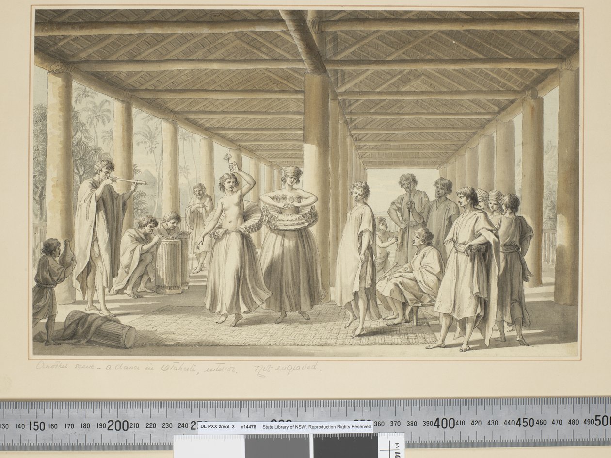 Another Scene, a Dance in Otaheite, Exterior by John Webber