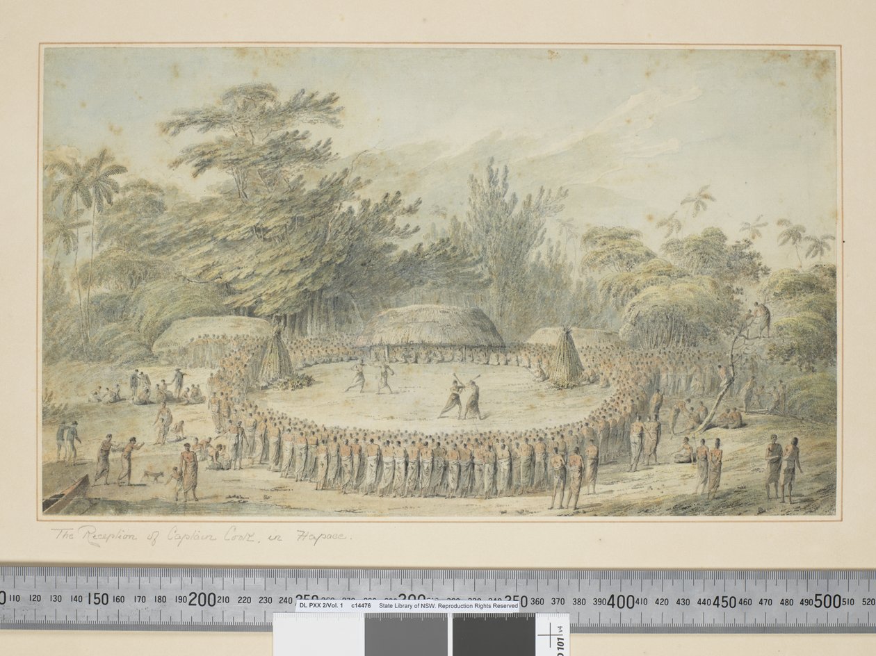 The Reception of Captain Cook in Hapaee by John Webber