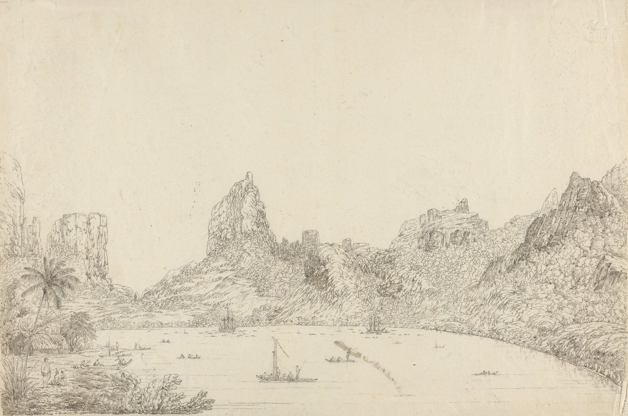 View of the Harbour of Taloo in the Island of Eimeo by John Webber
