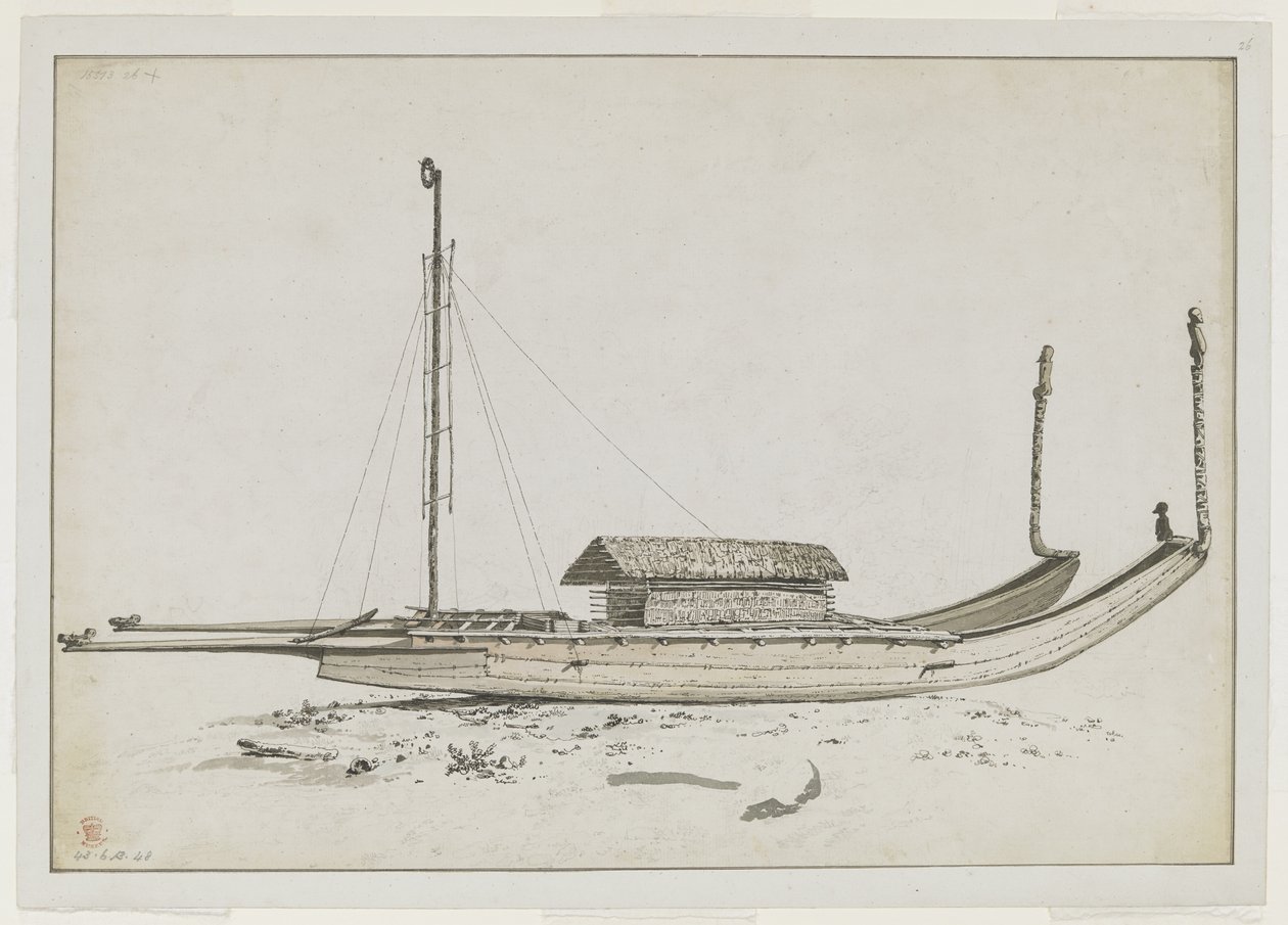A Double Travelling Canoe of Otaheite by John Webber