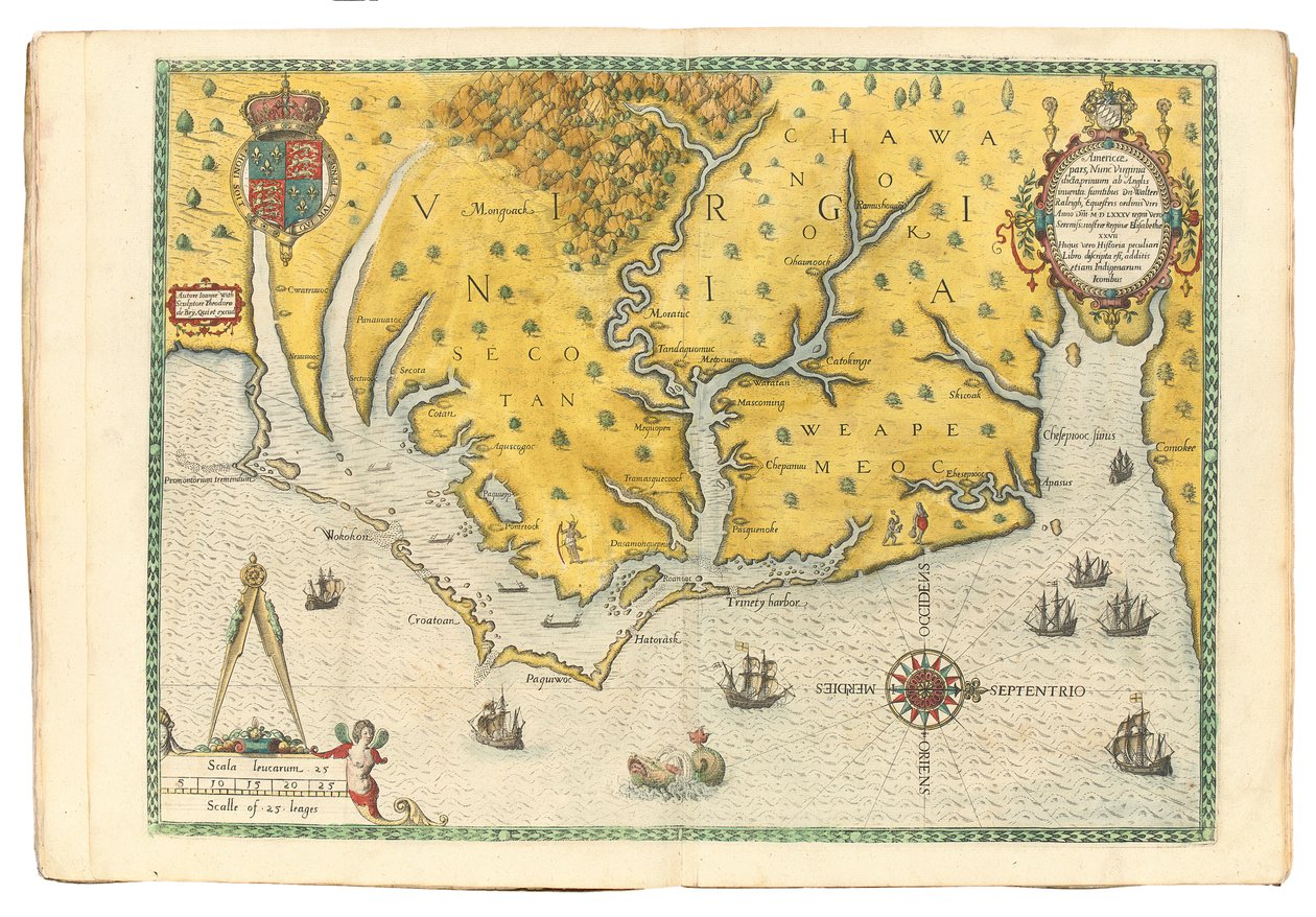 Map of Virginia Showing the Arrival of Sir Walter Raleigh