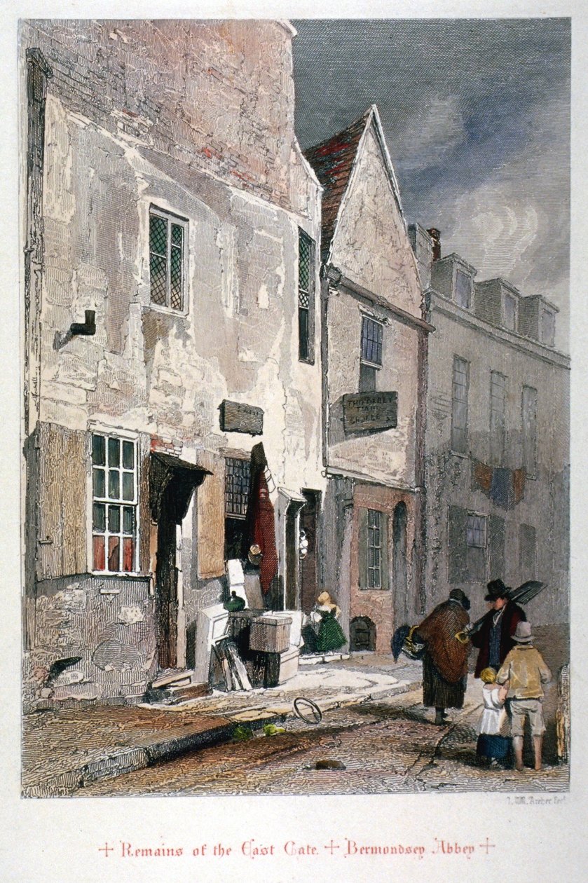 View of the East Gate Remains of the Abbey of St Saviour, Bermondsey, London by John Wykeham Archer