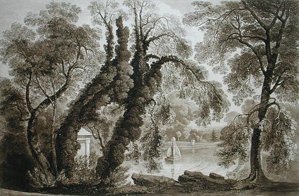 View of the Temple Fountain from the opposite side, Sezincote by John after Martin