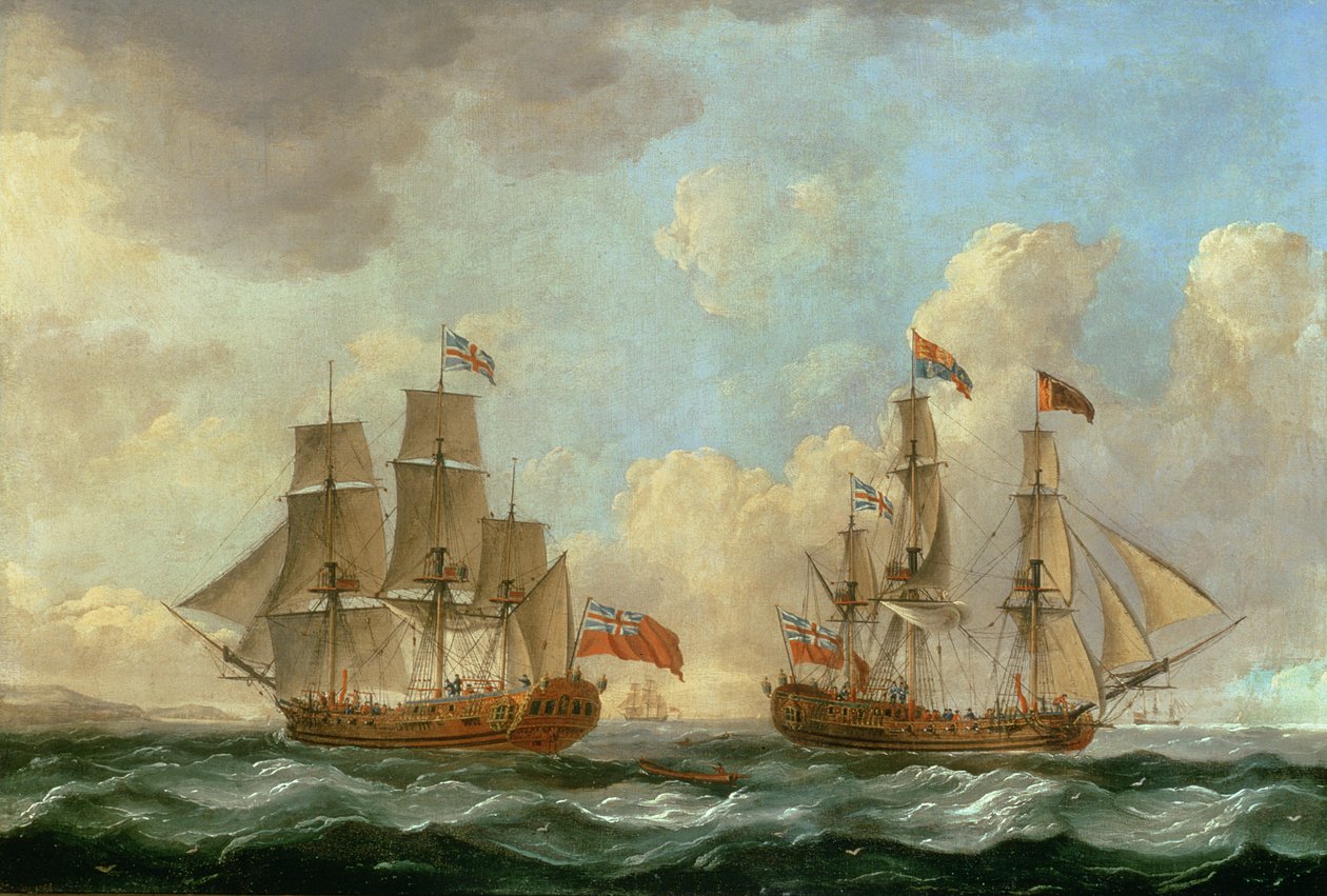The Peregrine in Two Positions off the Coast by John the Elder Cleveley