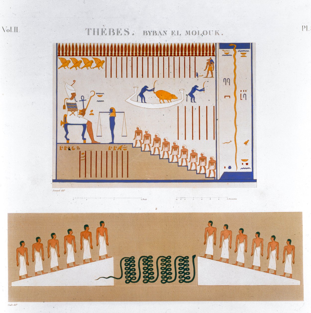 Illustrations of frescoes from Byban el Molouk, Thebes, Egypt by Jomard