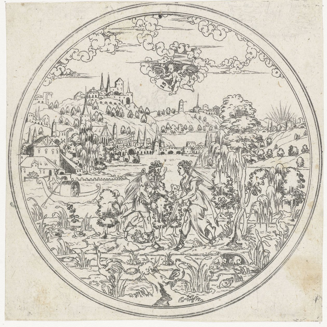 Diana and Endymion (Bottoms of Bowls: Landscapes with Biblical and Mythological Scenes series) by Jonas Silber