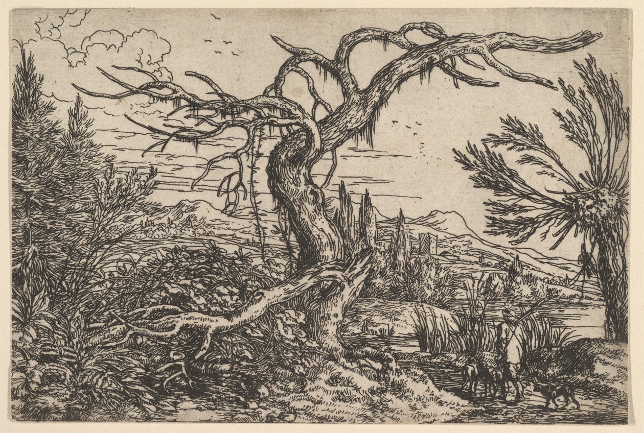 Landscape with a Hunter and his Dogs by Jonas Umbach