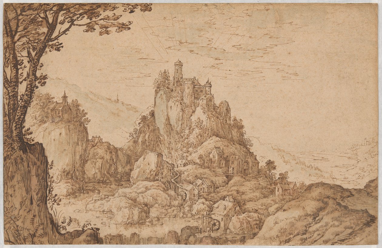 A Castle on a Crag in a Mountainous Landscape by Joos de Momper II