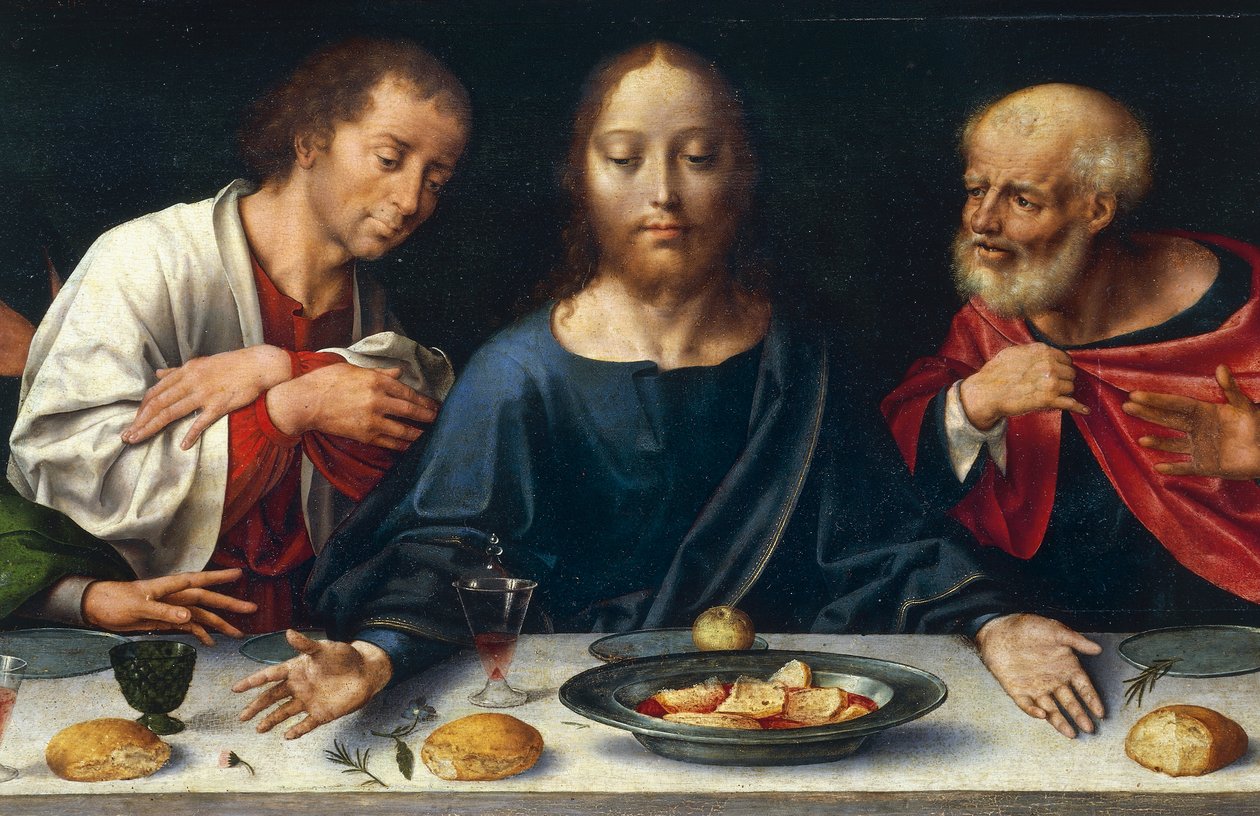 The Last Supper, Christ between John and Peter by Joos van Cleve